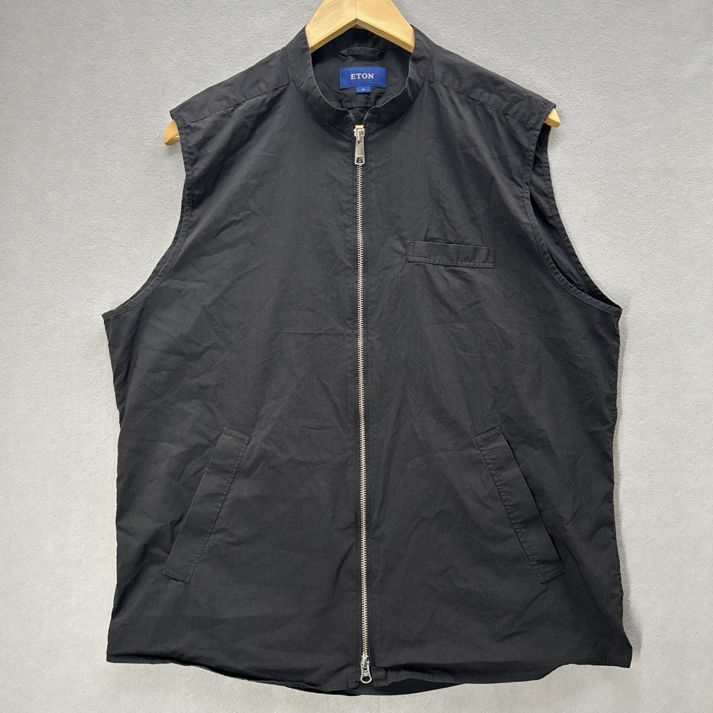 Eton Windbreaker Sleeveless Jacket Vest Nylon Black Men XL Made In Romania
